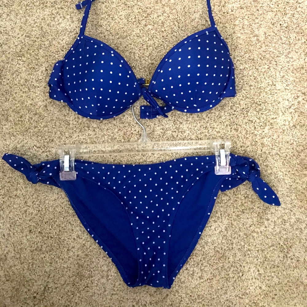 Forever 21 Blue Polka Dot Bikini size M